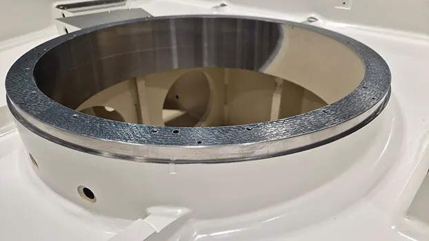 Maschinenbett: geschabte Ringfläche um eine runde Öffnung